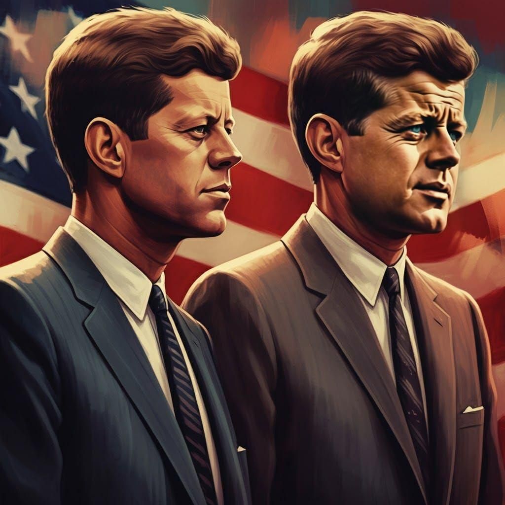 JFK and Bobby Campaigning in 1960s, Hyperrealistic Art