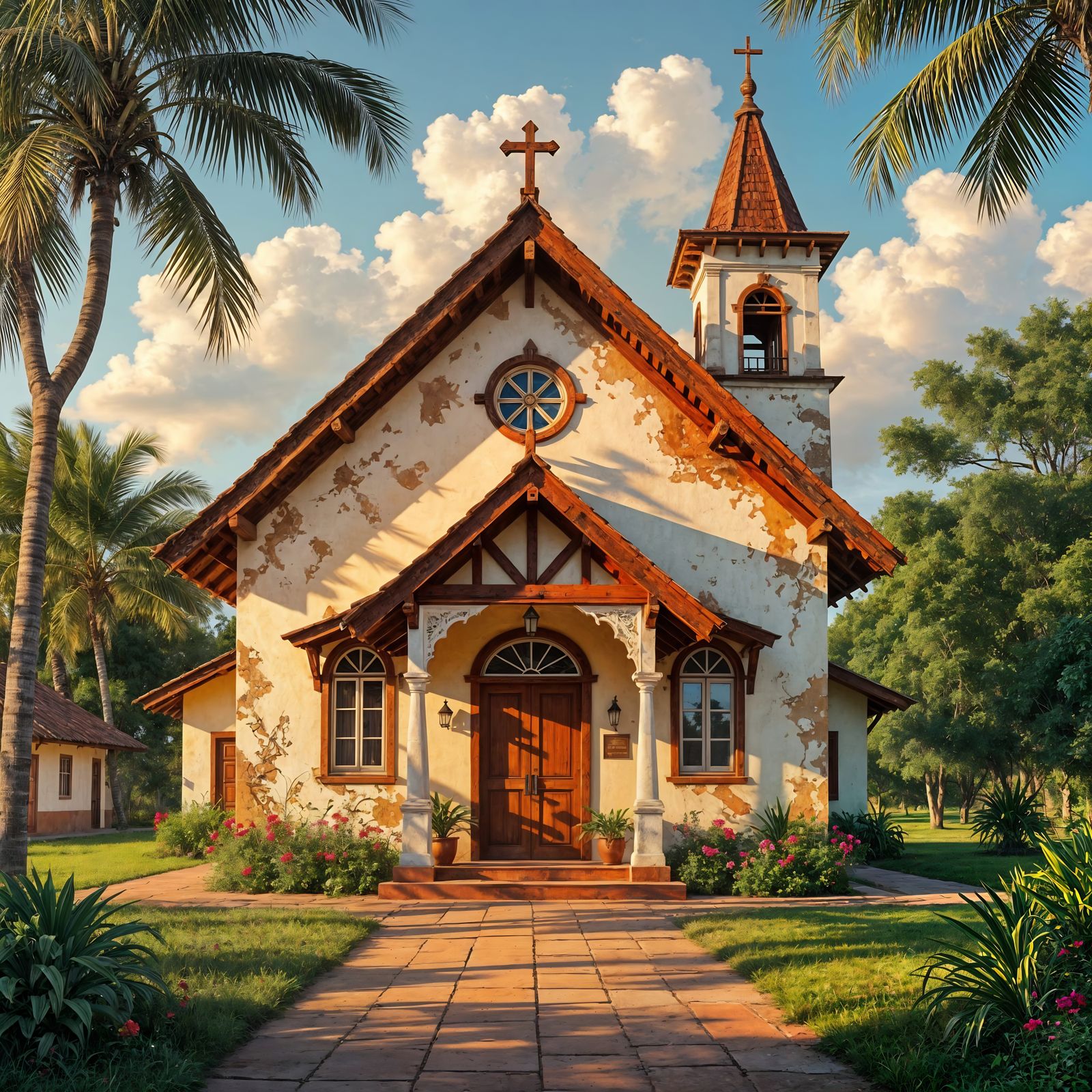 Rustic Trinbagonian Chapel Digital Art Realistic Impressioni...