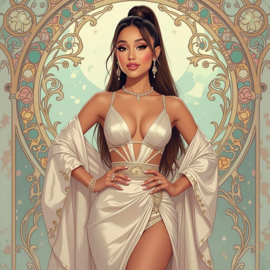 Elegant Woman in Luxurious Setting, Art Nouveau Style