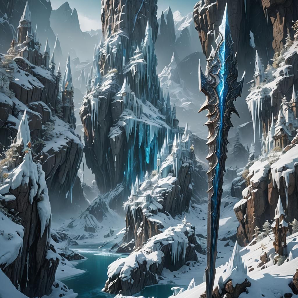 Detailed Ice Spear Fantasy Concept Art
