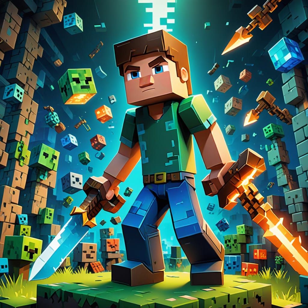 Epic Minecraft Adventure Movie Poster in Vibrant 4K