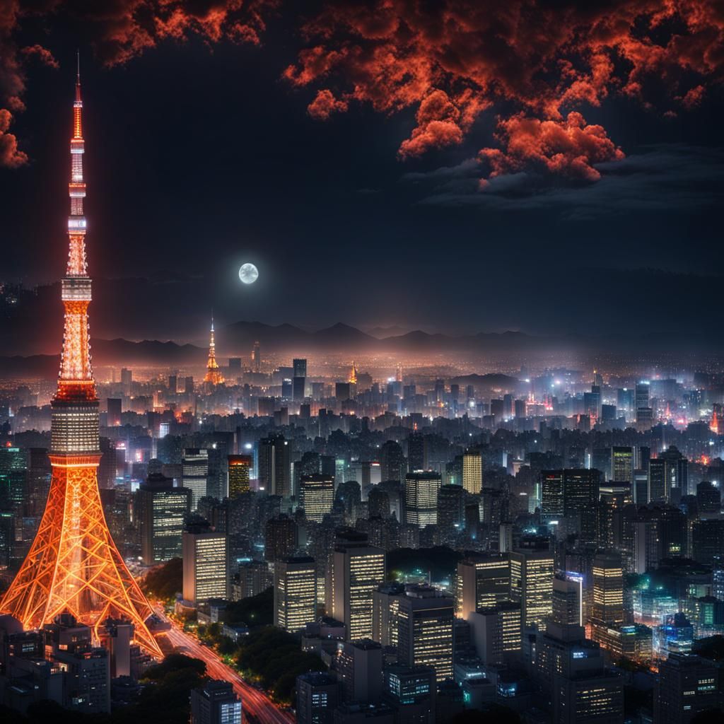 Tokyo Nighttime Skyline: Celestial Photography