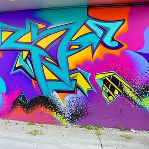 Detailed Graffiti Wall Mural in Pop Art Style