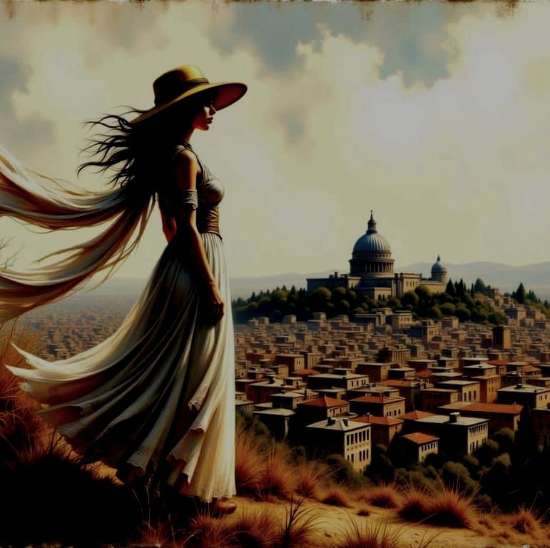 Woman overlooking Rome in a tpga