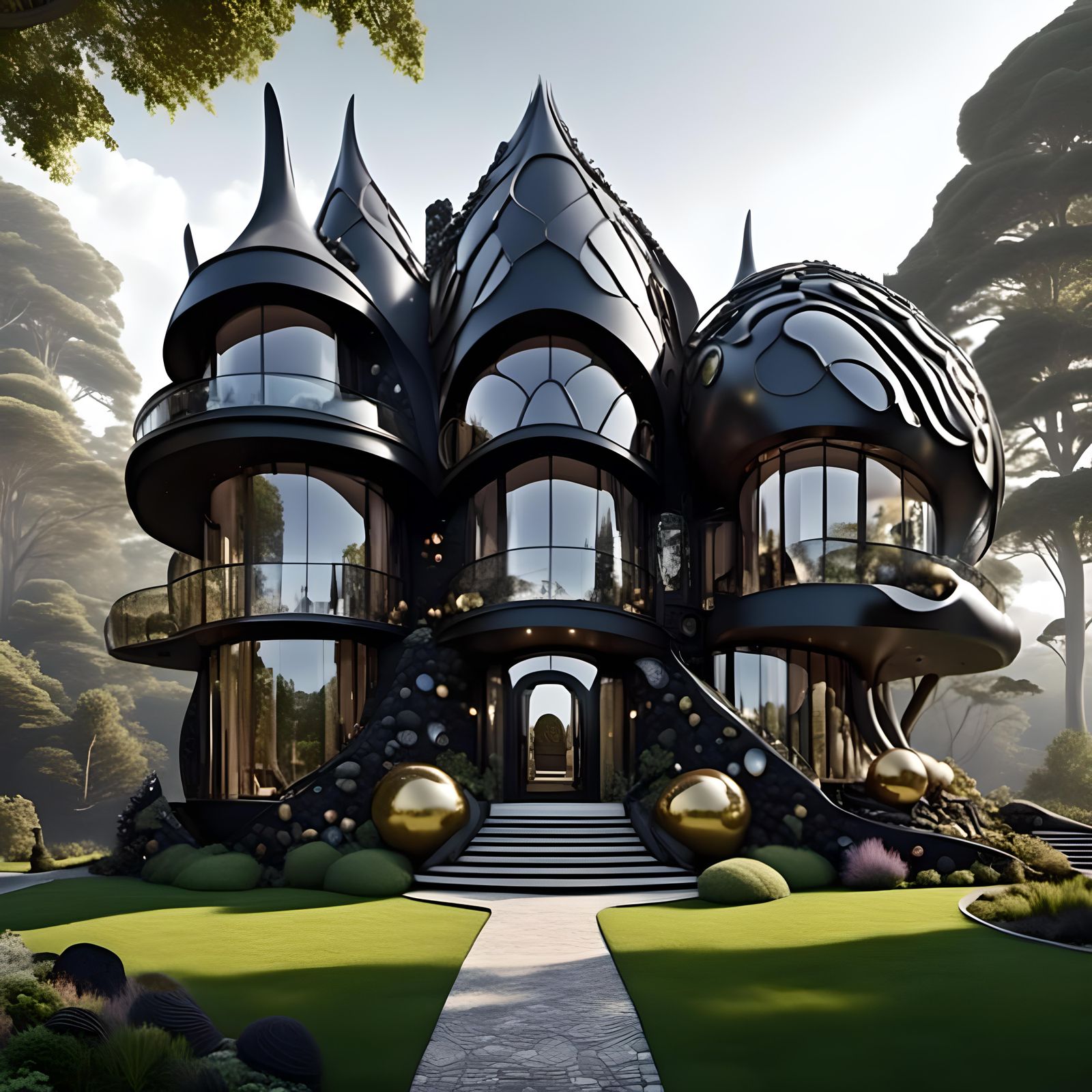 Queen Anne and Gothic Mansion in Golden Ratio