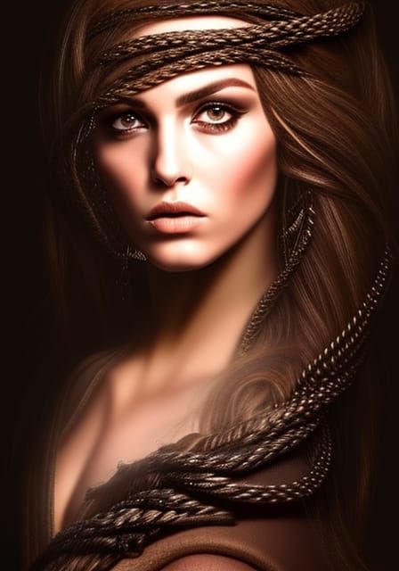 Exquisite Woman with Ropes and Gold Chains