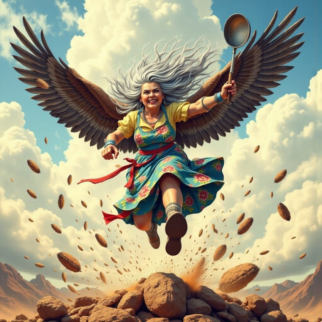 Angry Meemaw Takes Flight in Hyper Realistic Art