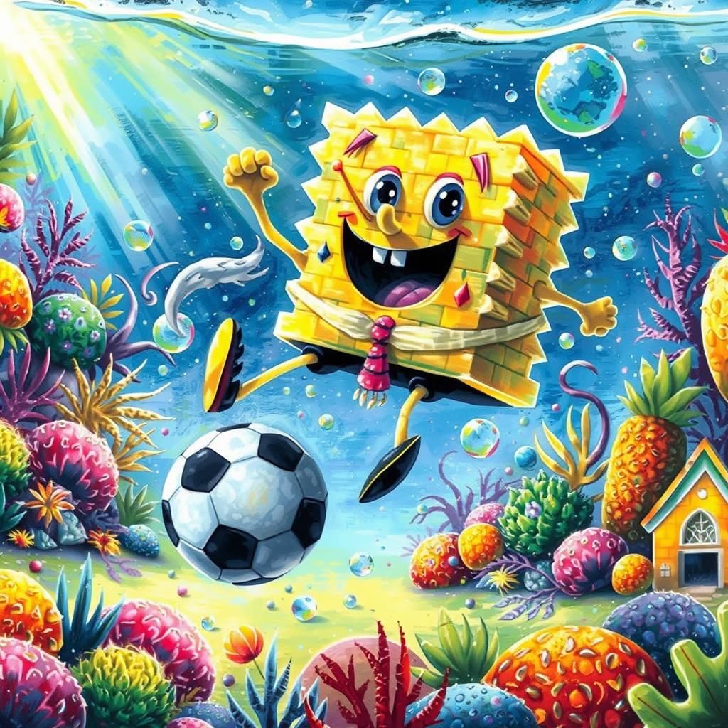 Jungle Pyramid with Flowing Water in Acrylic Style