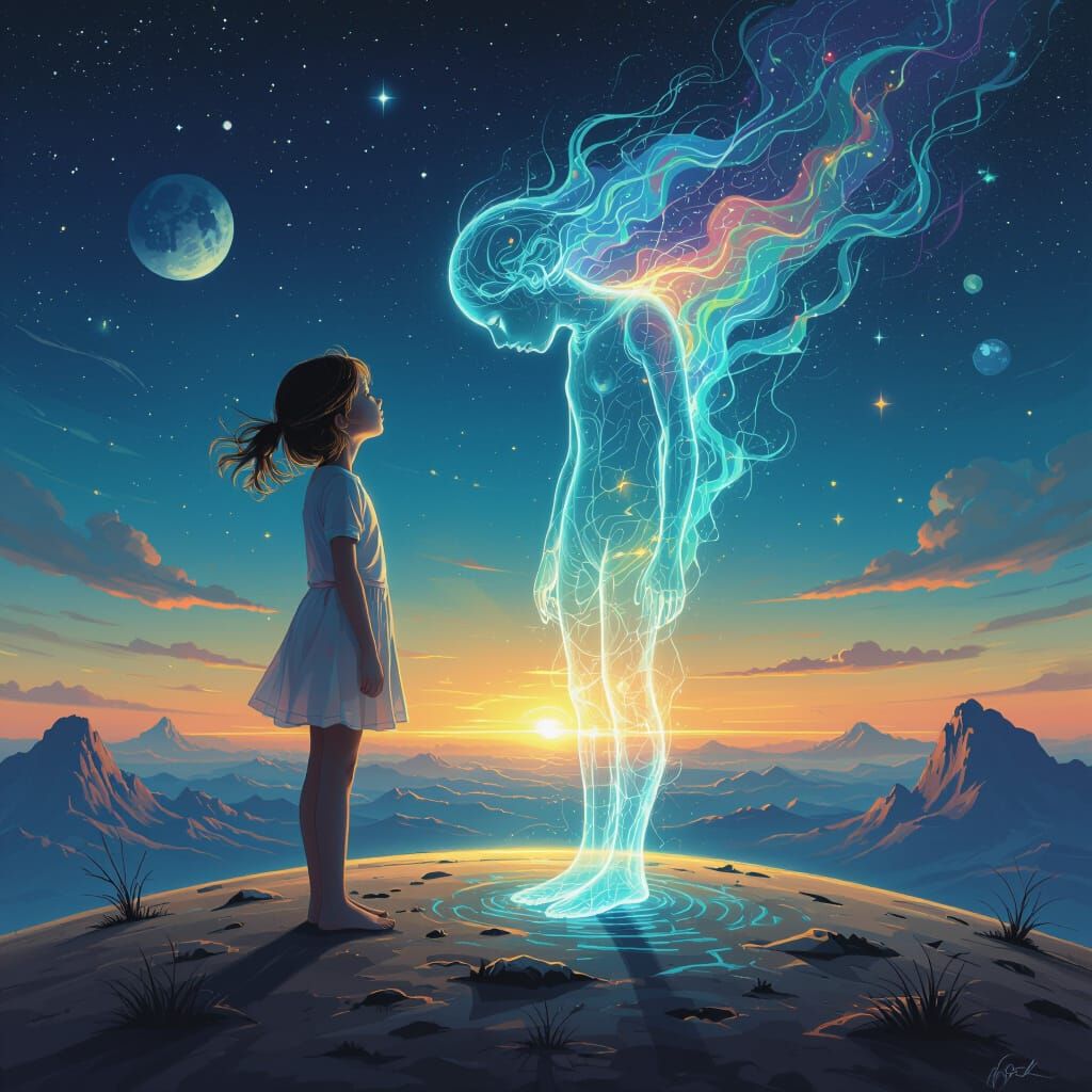 Ethereal Soul Separation in Surrealist Style