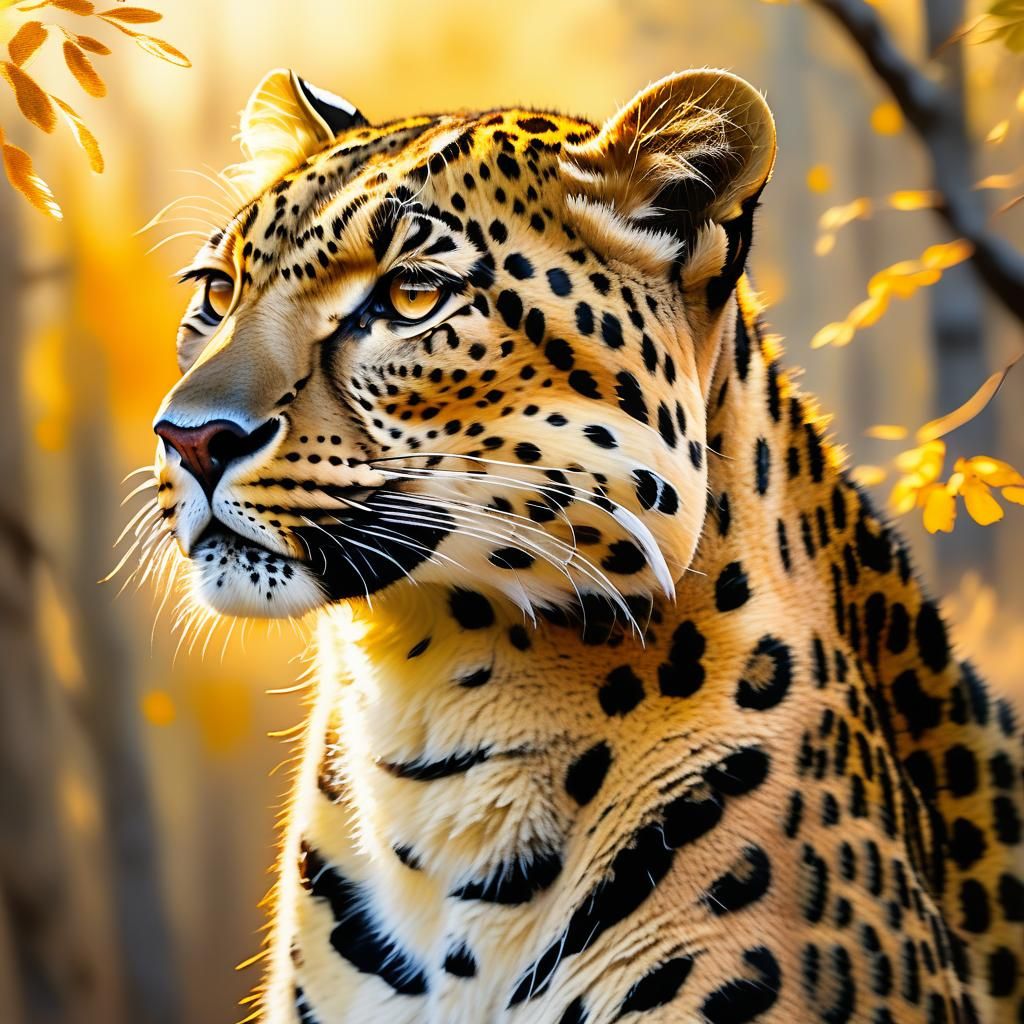 Leopard in Forest: Soft Focus Oil Painting