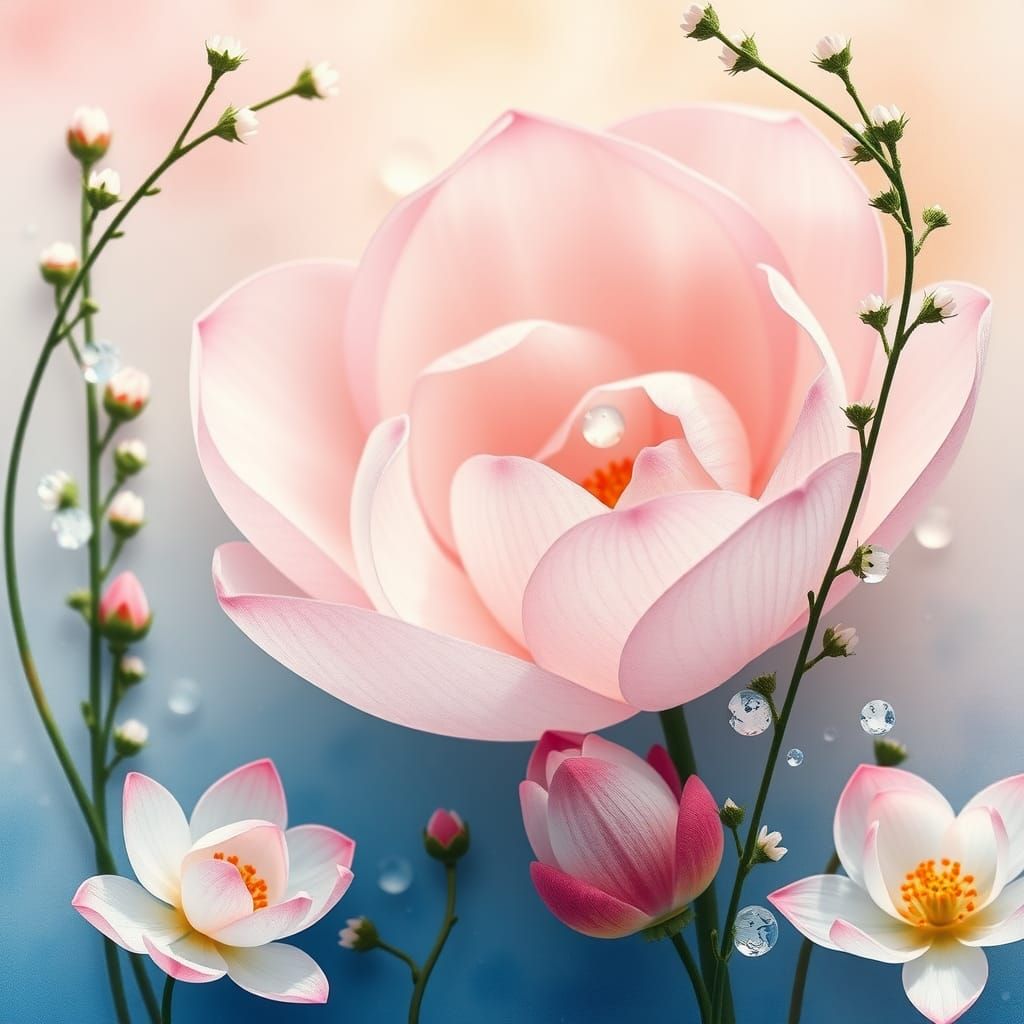 Watercolour Gems with Lotus Flowers, in Rothko Style