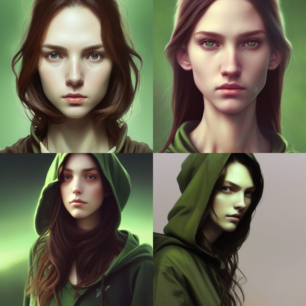 Girl in Hoodie: Hyperdetailed Art Nouveau Portrait