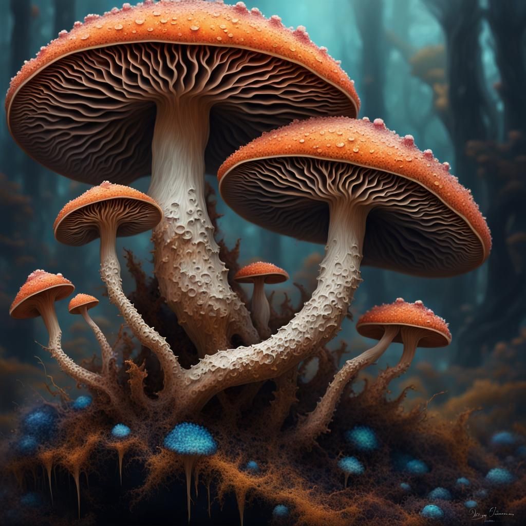Giant Cosmic Mushroom in Hyperrealistic Fantasy Art