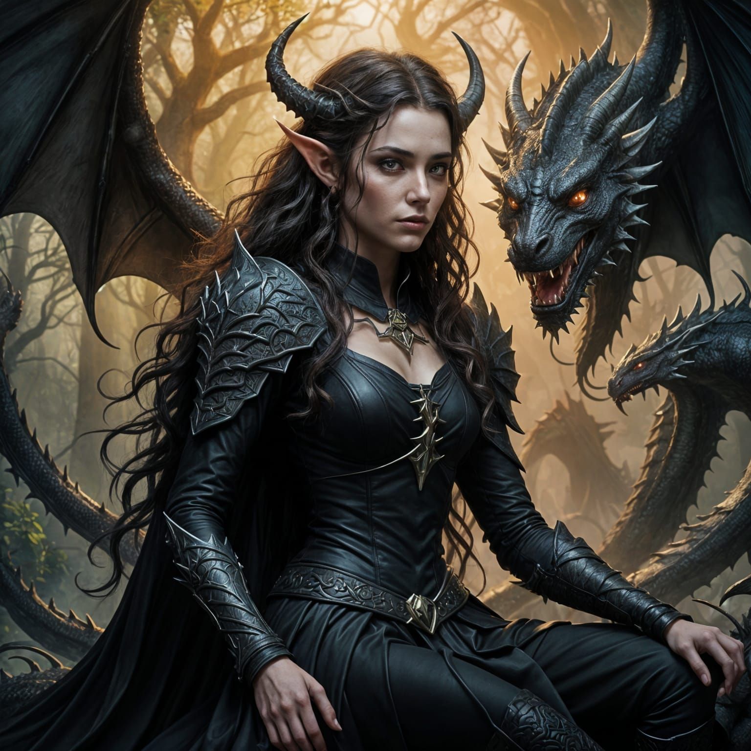 Epic Medieval Elf and Dragon in Hyper-Realistic Digital Art