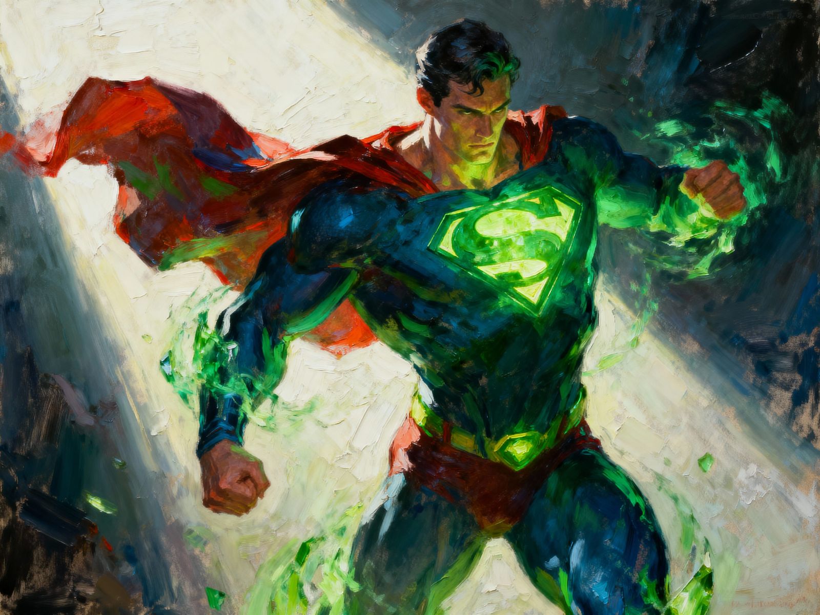 Superman Encased in Kryptonite Oil Painting