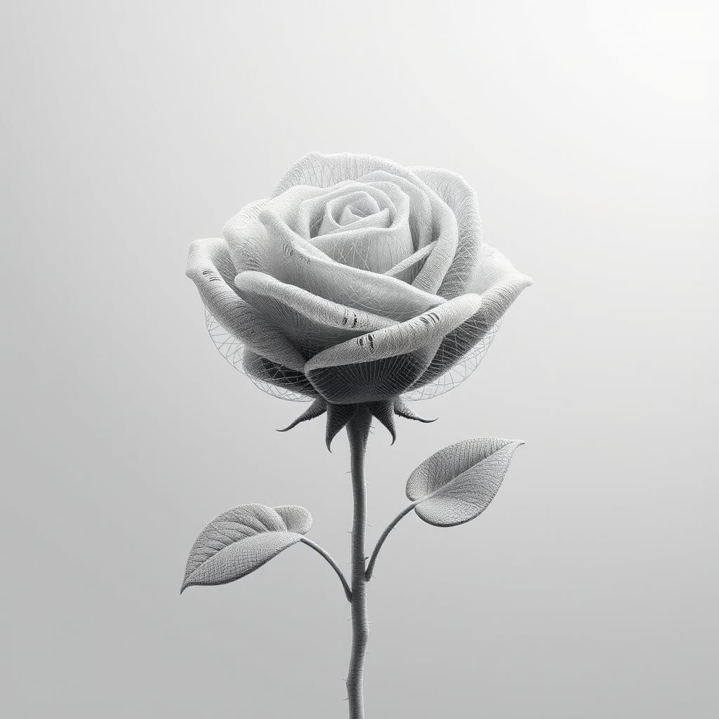 Intricate Rose in Computational String Art Style