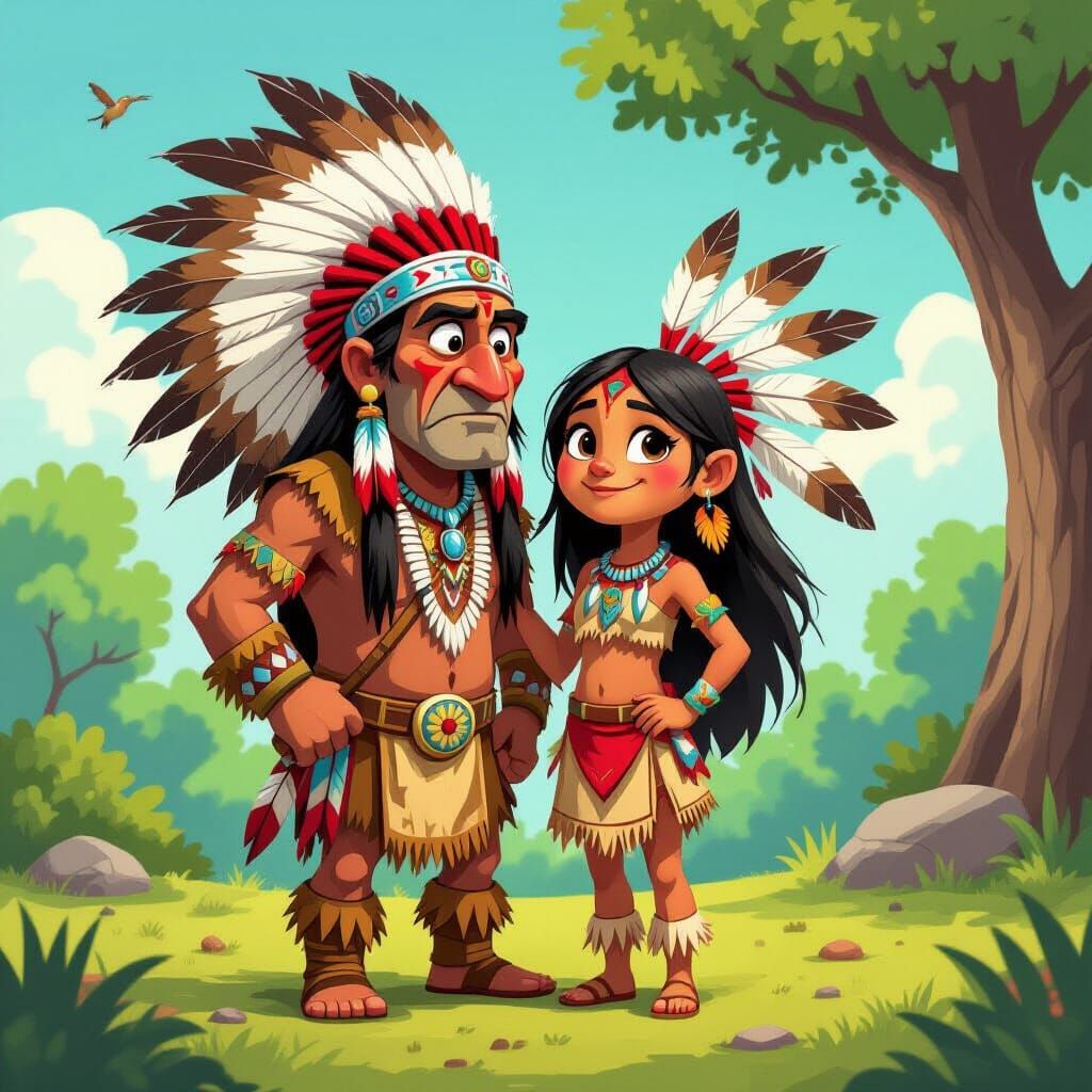 Cartoon of Chief Red Eye, Tawney and Tangle Foot