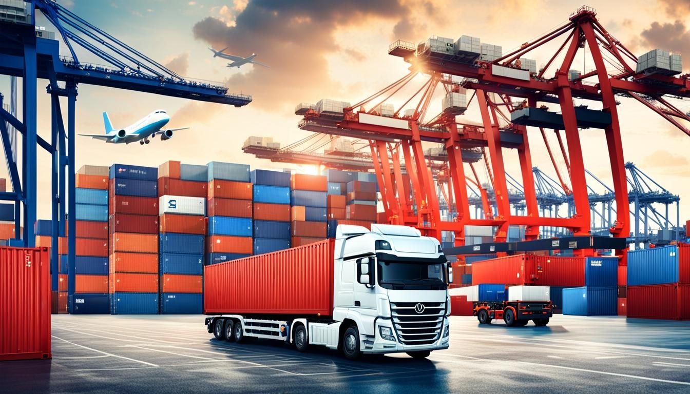 Logistics Center with Container Ship and AI Network