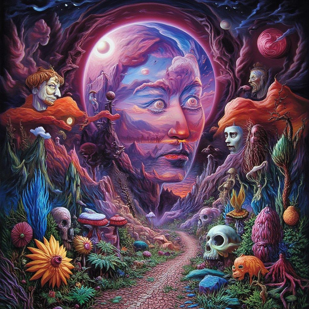 Surreal Papercraft Alien World in Psychedelic Style