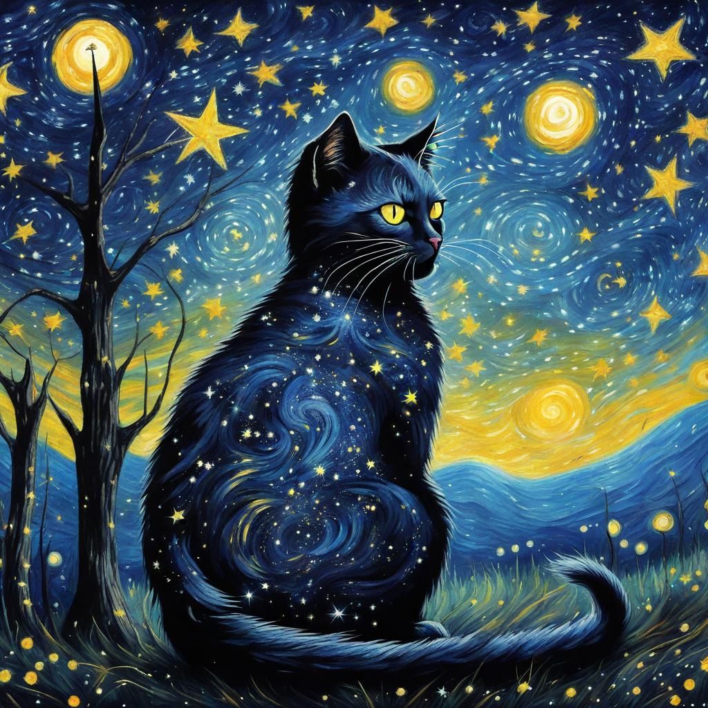 Starry night cat