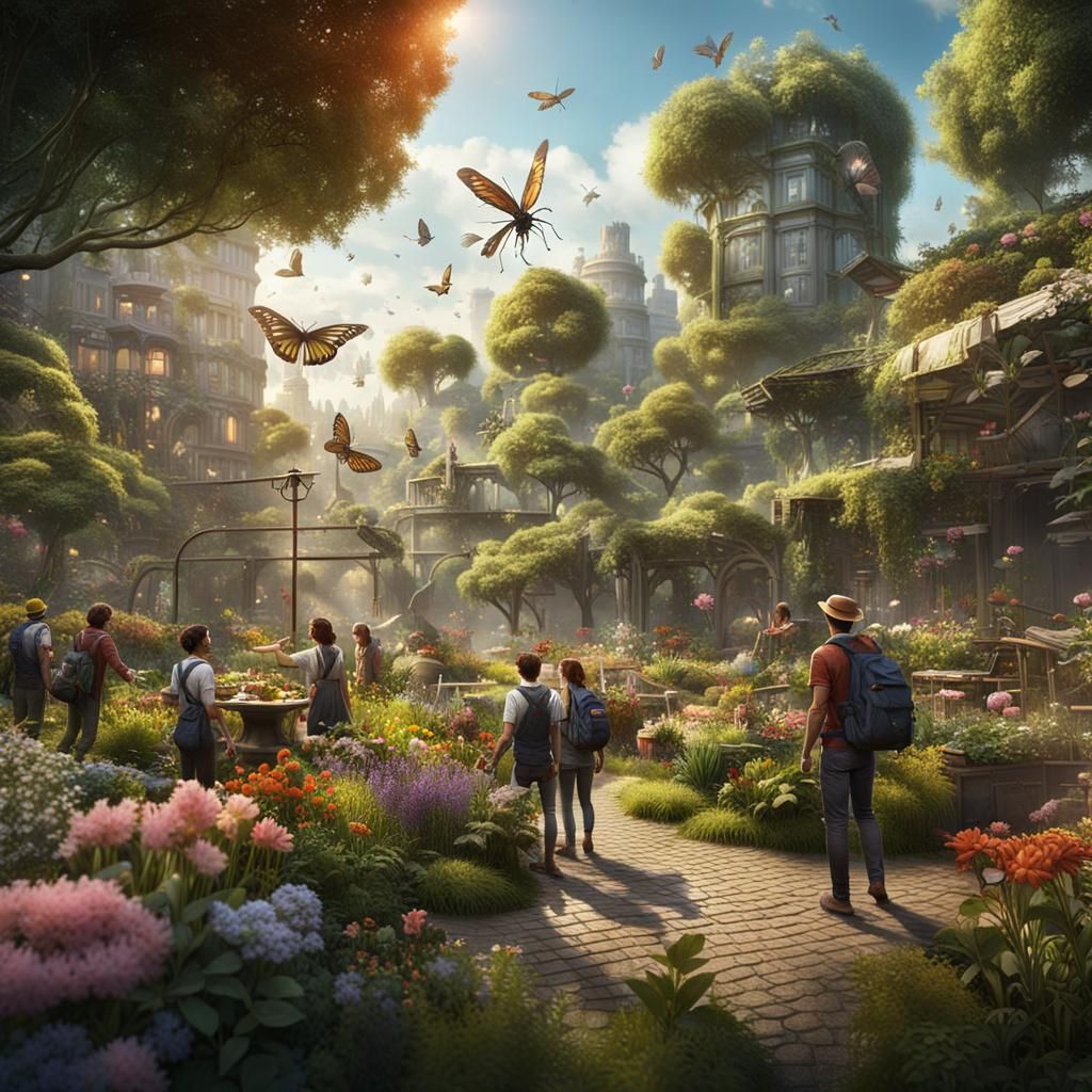 Urban Gardeners in Forest: Matte Painting Concept Art