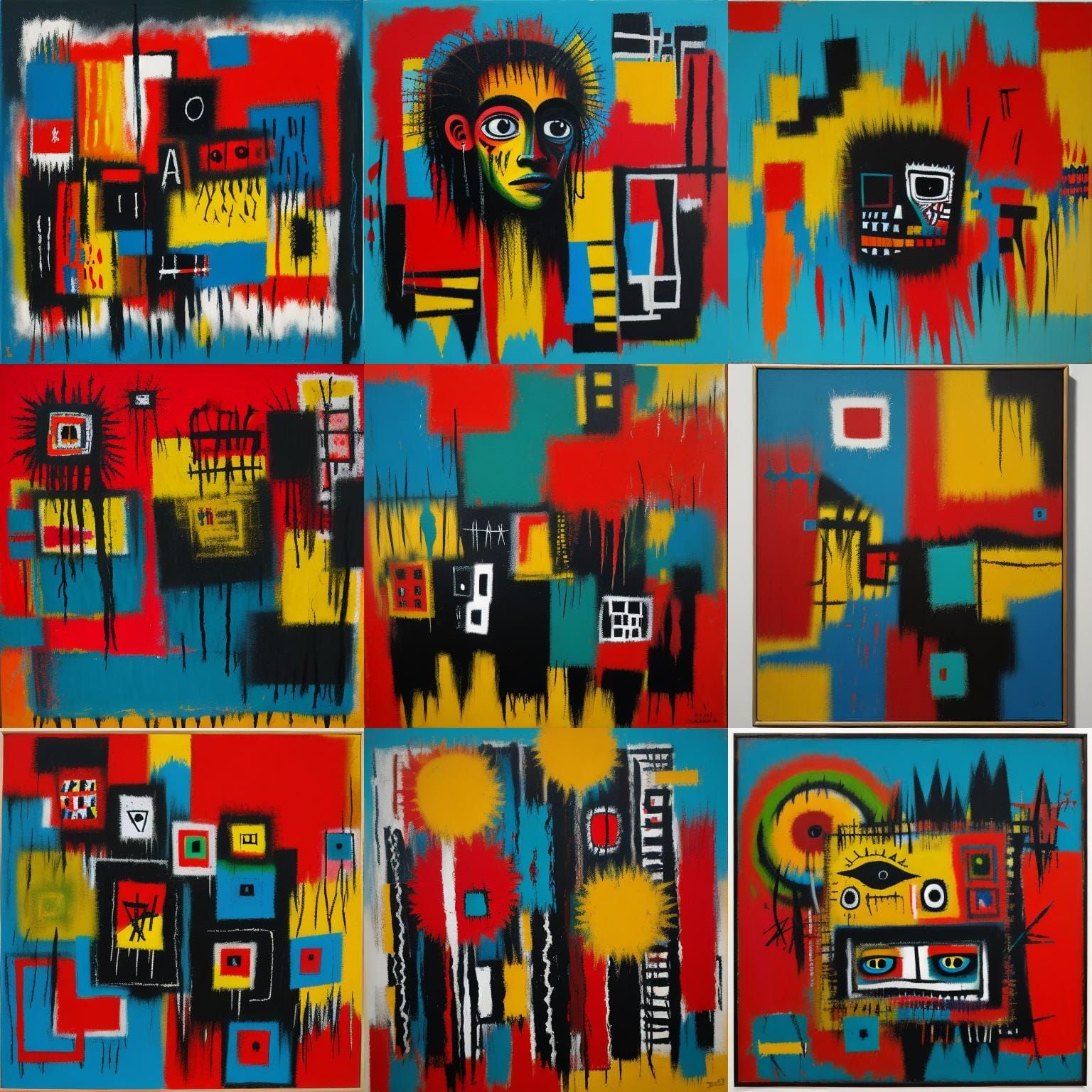 Abstract Oil Painting in Basquiat Style