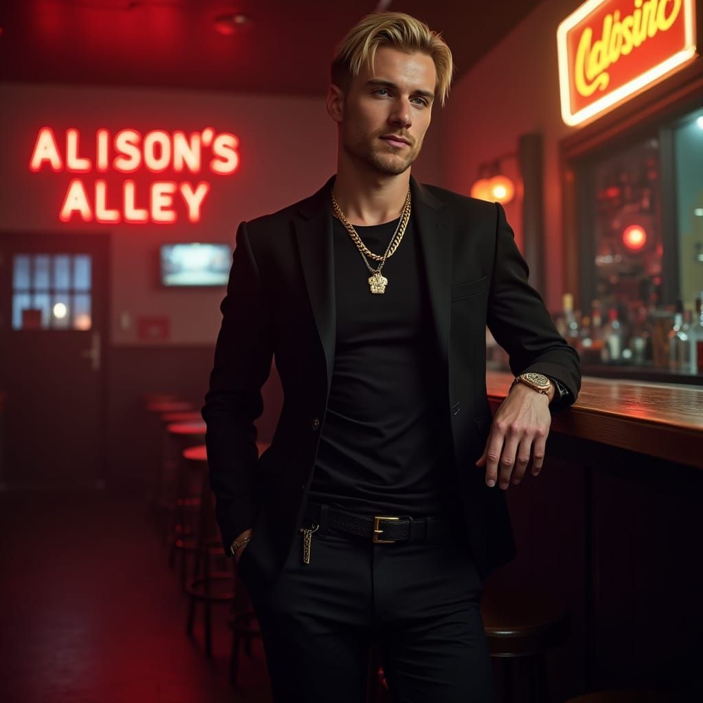 Hyperrealistic Man in Jazz Club