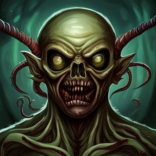 Nightmare Creature with Teeth, Tentacles, and Eyes