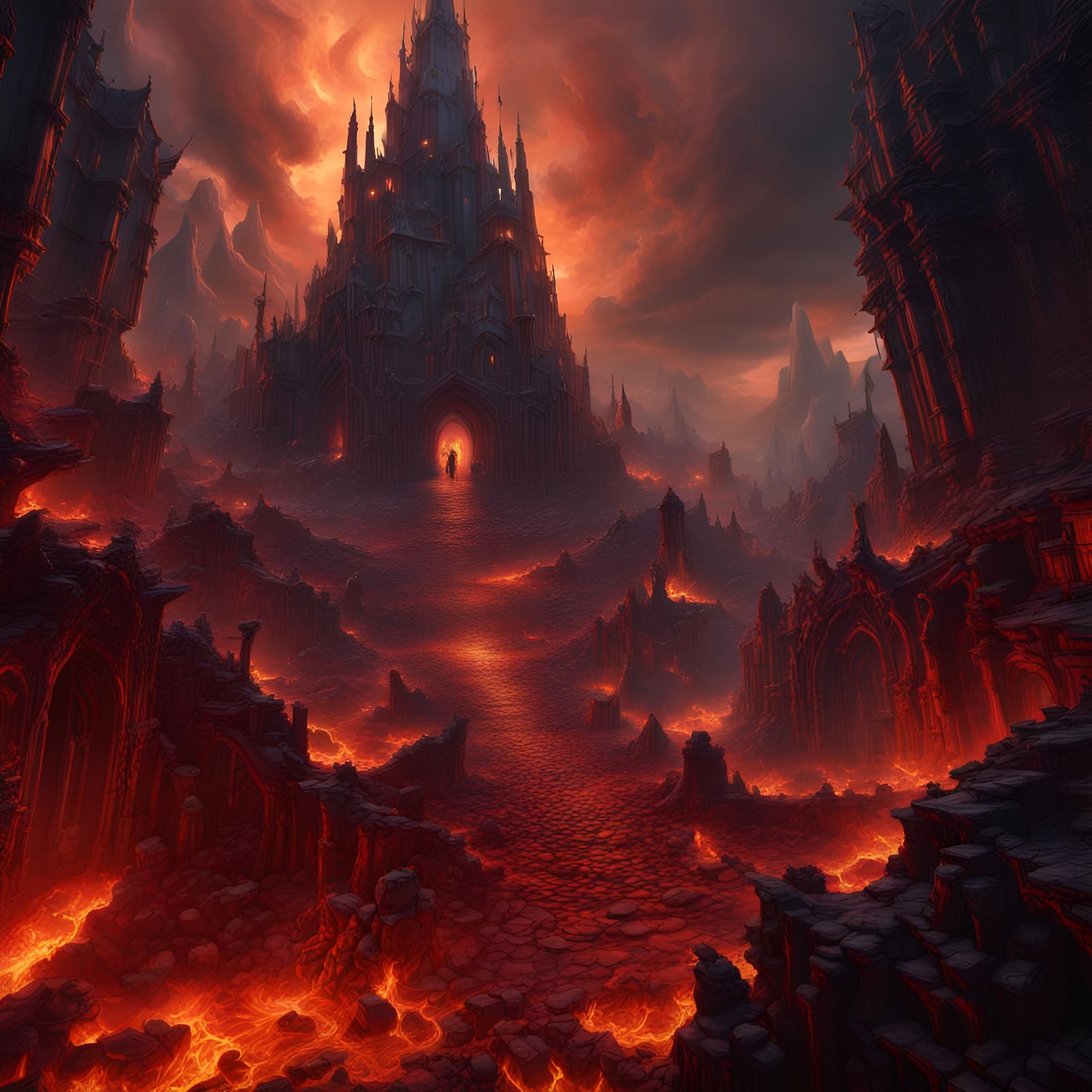Detailed Matte Painting of Hell in Unreal Engine