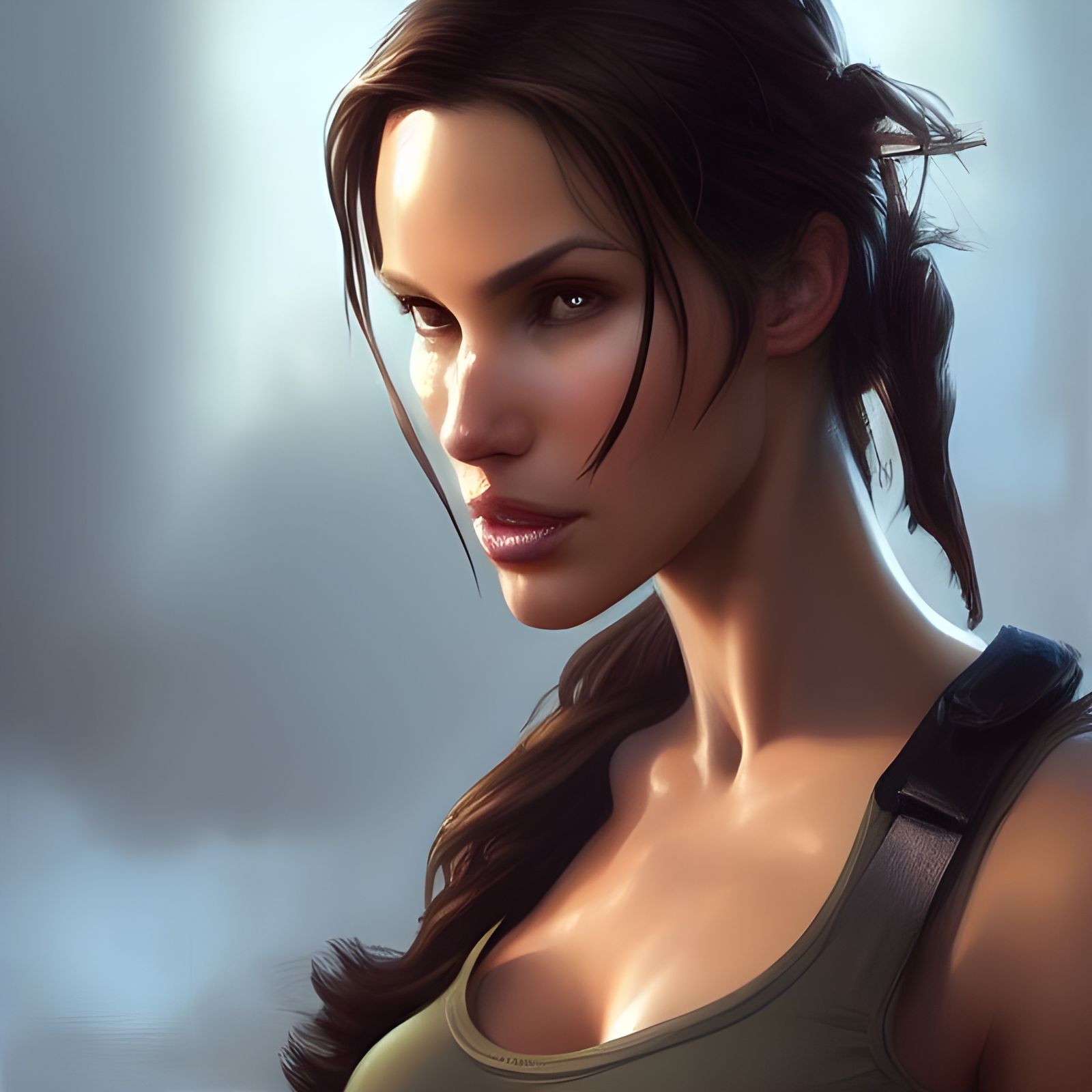 Seductive Lara Croft Portrait in Hyperdetailed Style