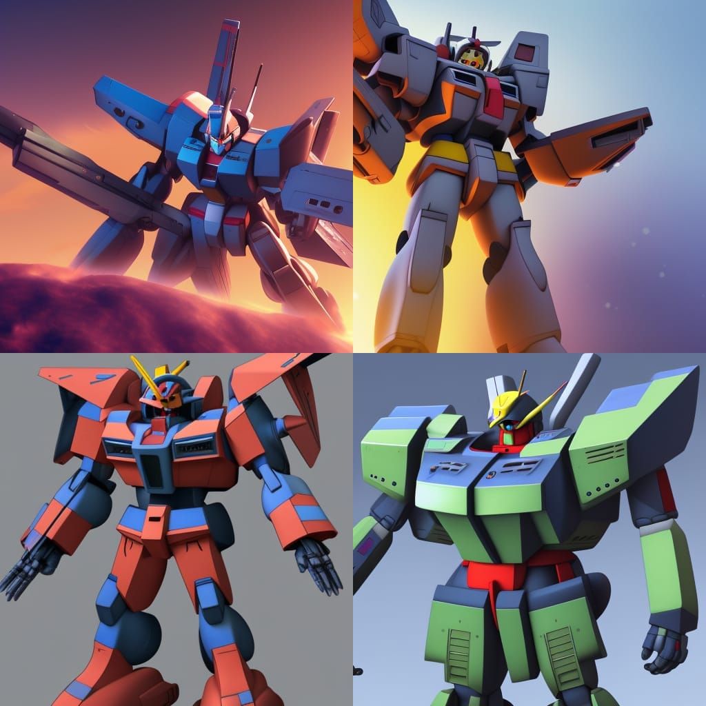 Gundam Robot: Pixar-Style 3D Digital Art