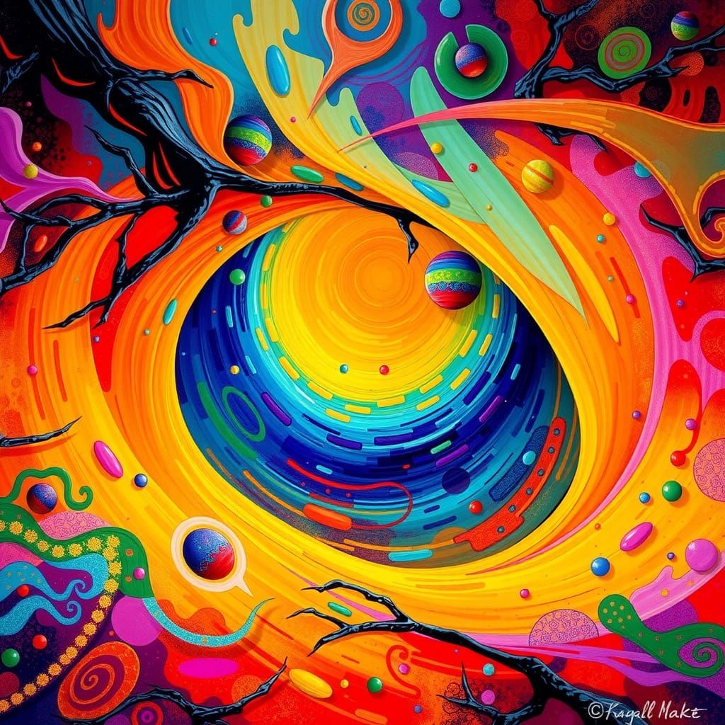 Psychedelic Abstract Art with Swirling Vibrant Colors