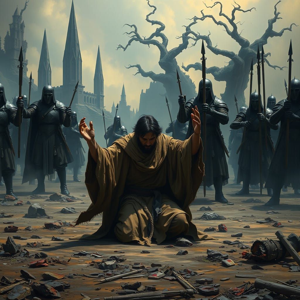 Surrender in a Ravaged Fantasy Landscape