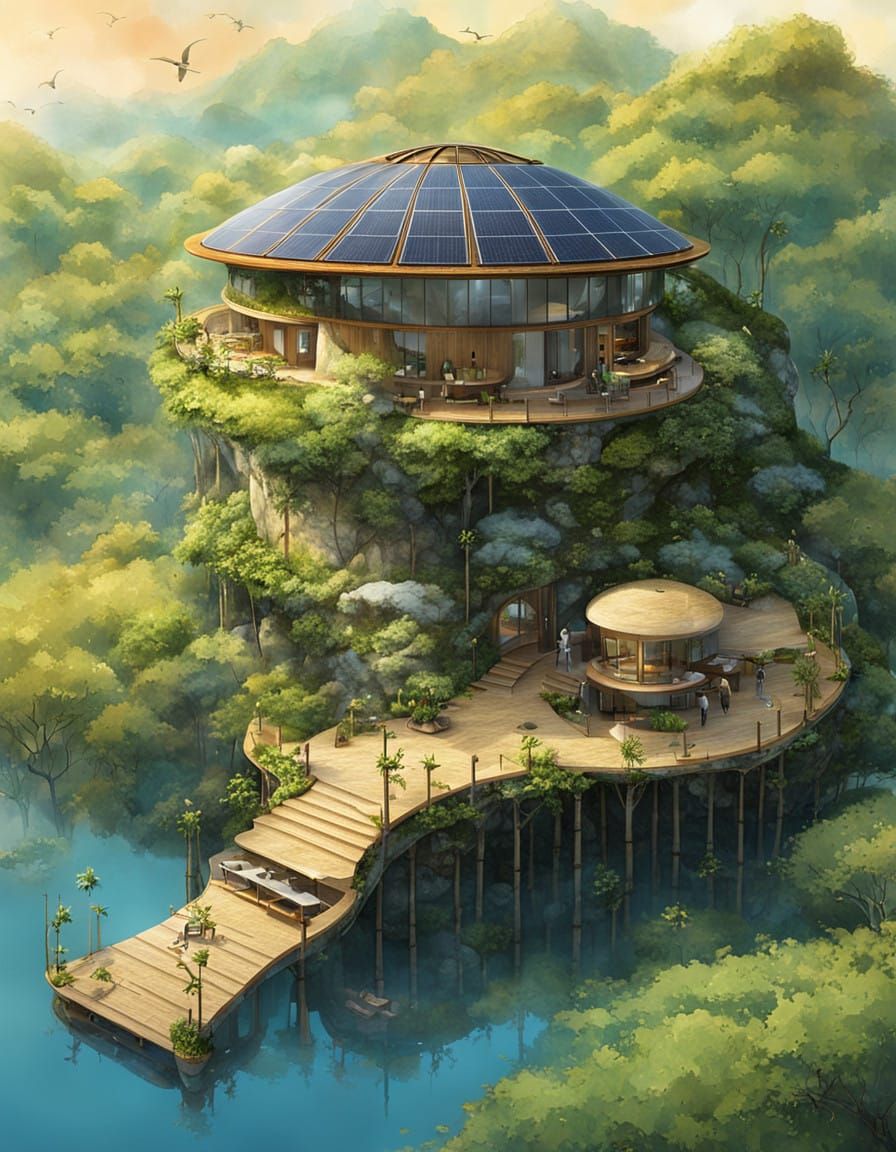 Surreal Eco-Friendly Home Blends into Misty Landscape