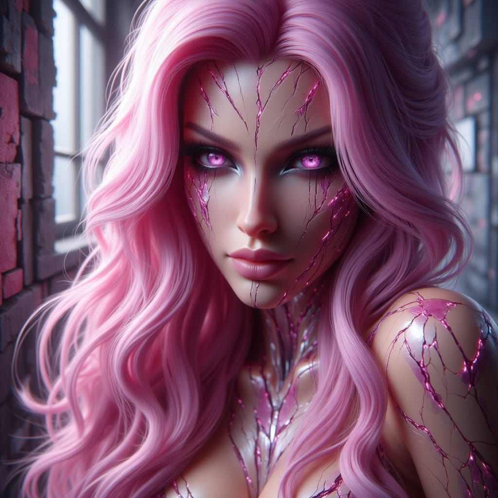 Latina Anime Goddess in Vibrant Pink Latex