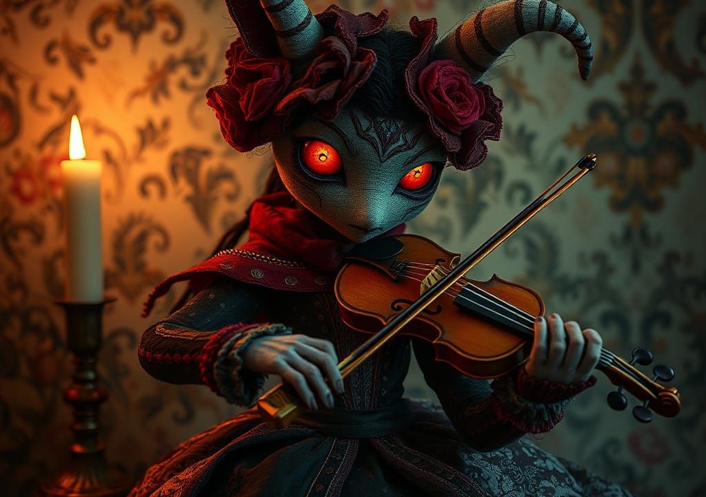 Creepy Patchwork Horse Playing Violin in Steamnoirnouveau
