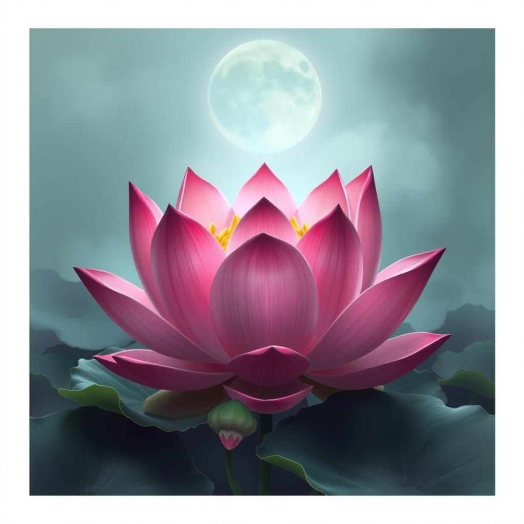 Dystopian Lotus Blooms Amidst Post-Apocalyptic Ruins