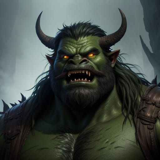 Fantasy Ogre with Glowing Eyes in Digital Painting