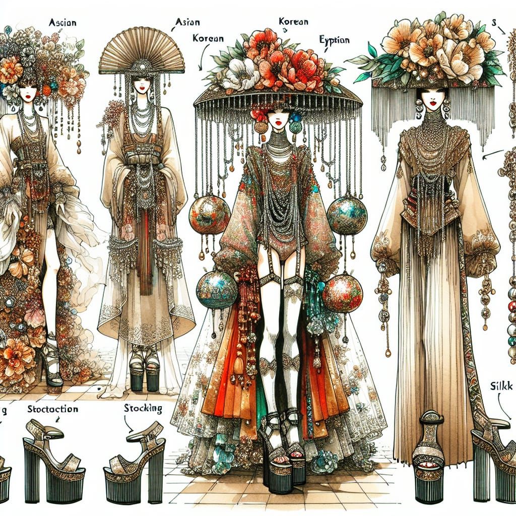 Decadent Cultural Fusion Fashion in Watercolor