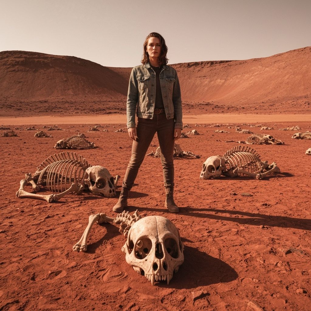 Astronaut on Mars in Retro-Futuristic Style