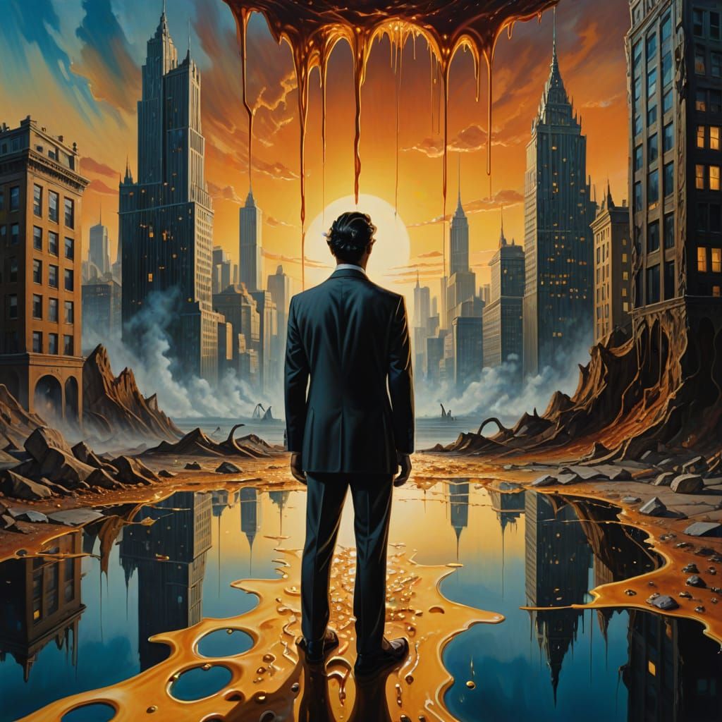 Surreal Cityscape Melts Under Golden Hour