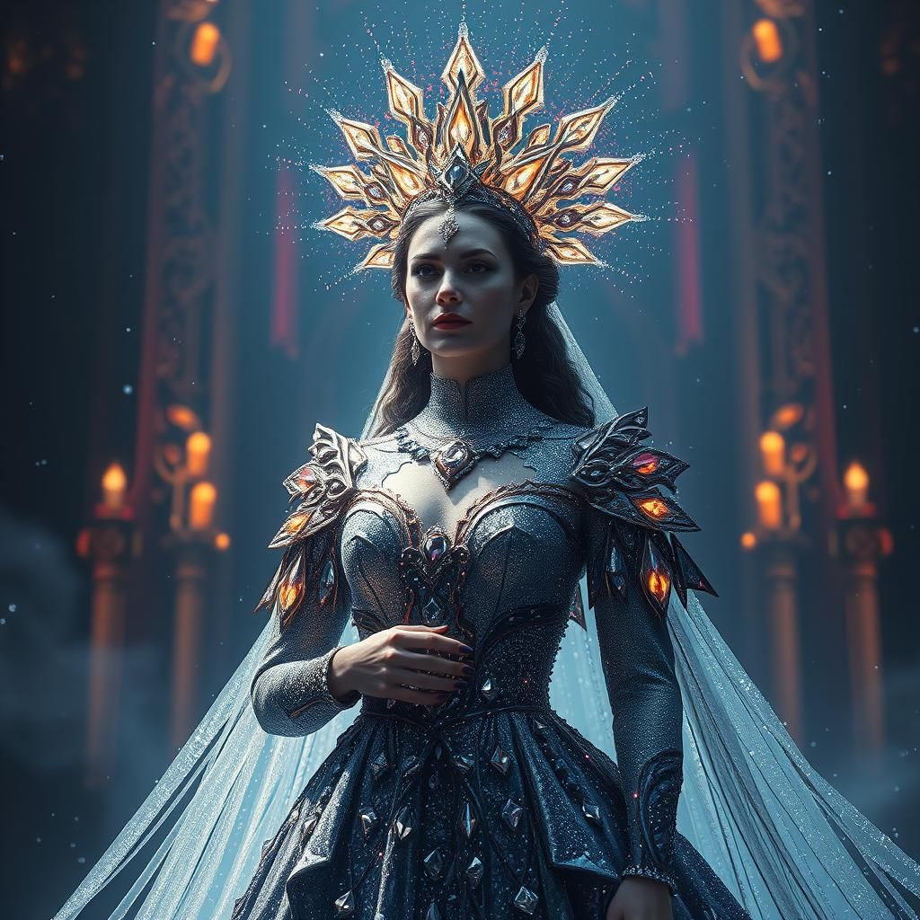 Diamond Dust Queen with Light Crown: Digital Art