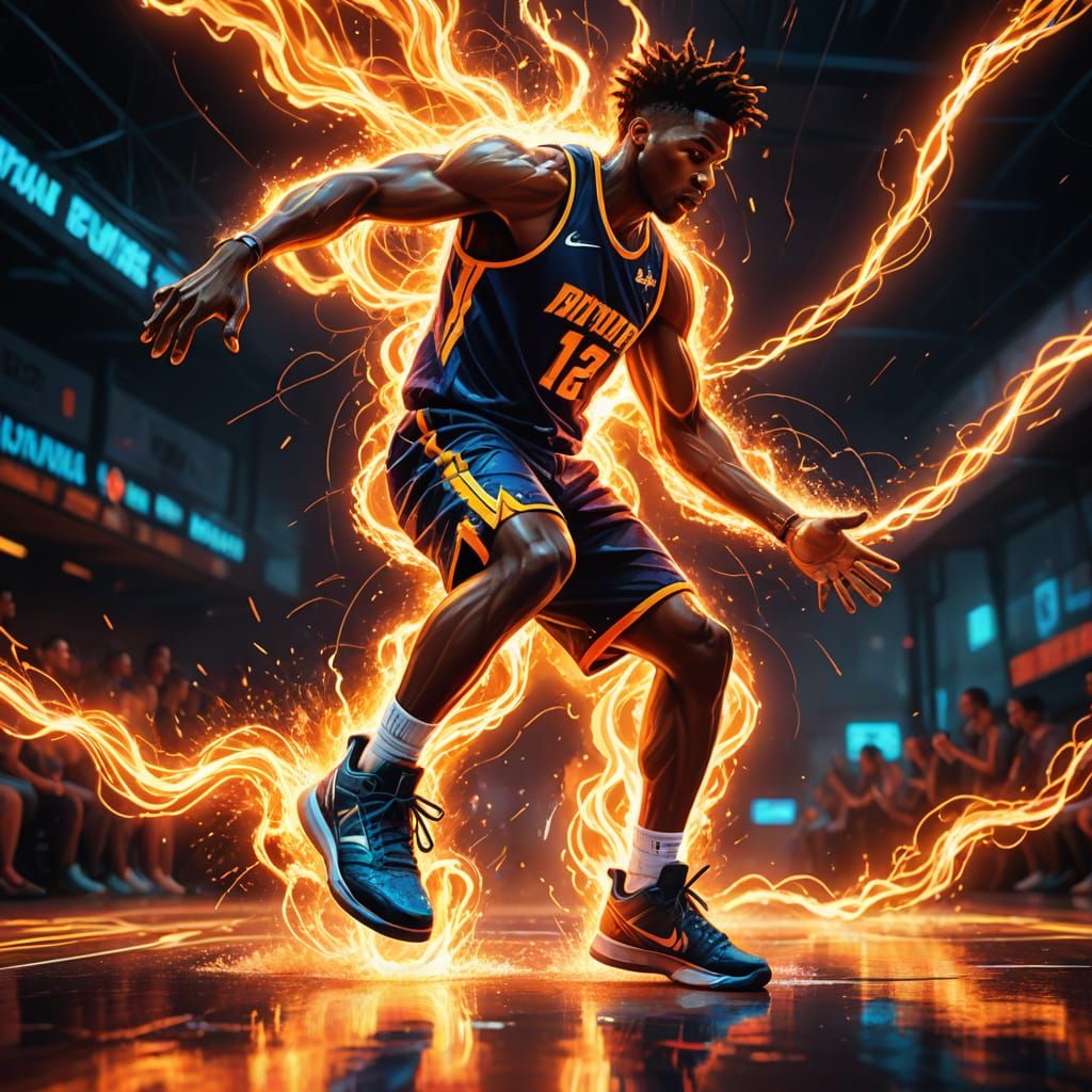 Energetic Dunk with Fire and Lightning
