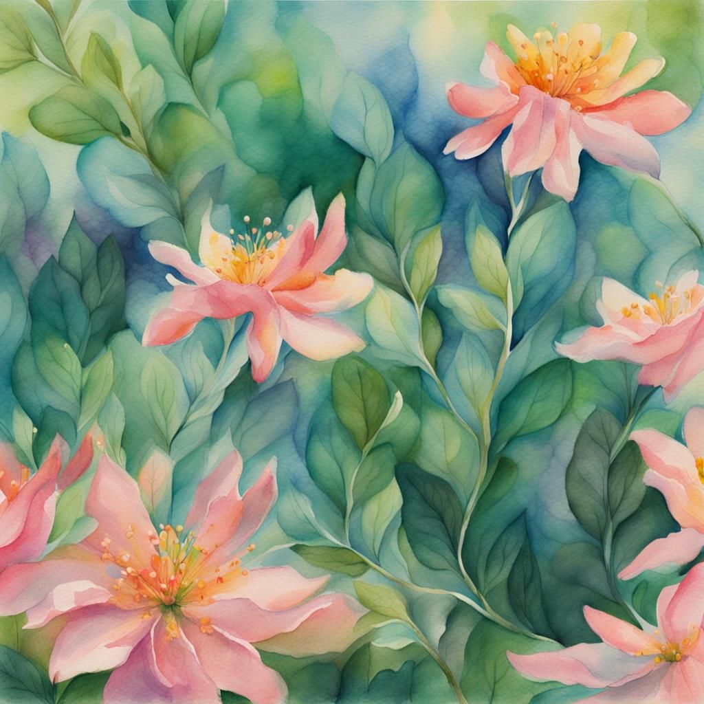 Delicate Hand Cradling Blooming Branch in Watercolor