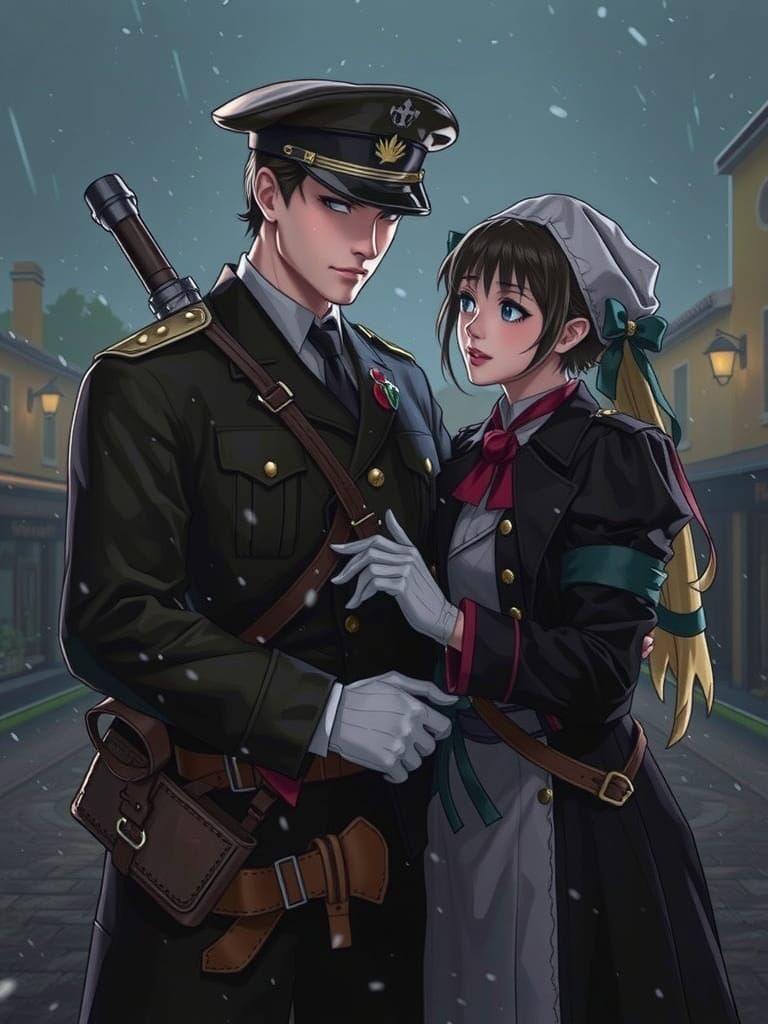 Romantic Anime-Inspired Embrace in the Rain