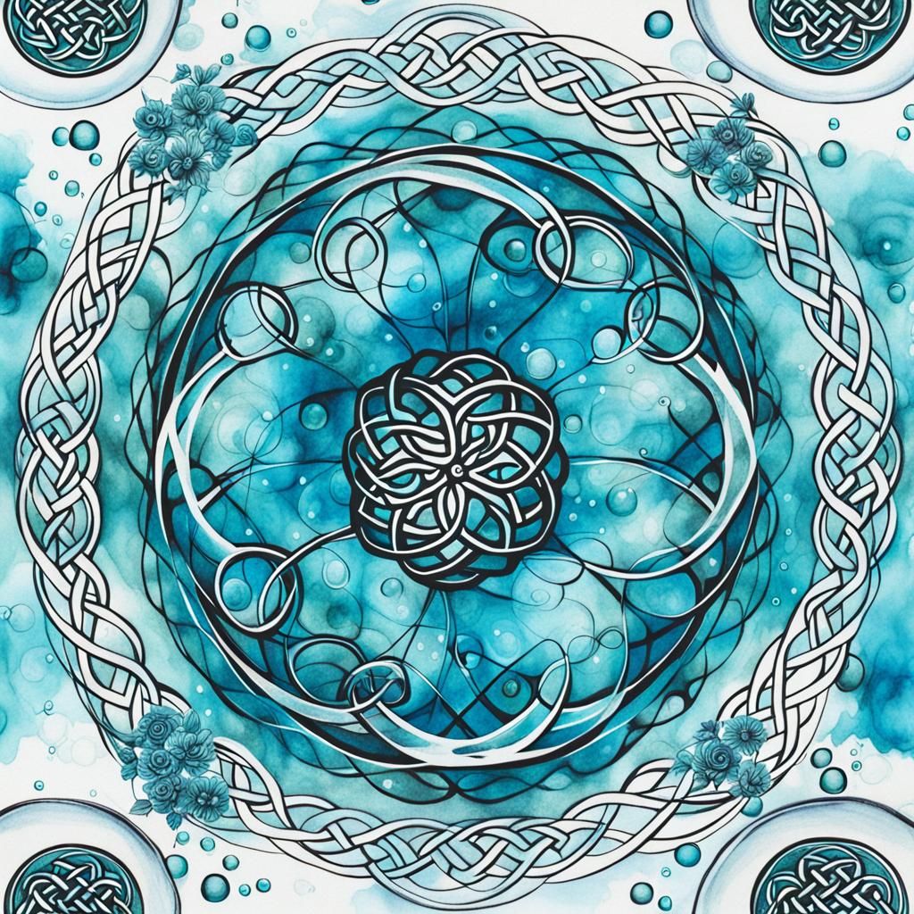 Surreal Spirograph Chinese Ink Painting