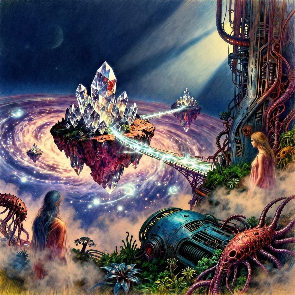 Neo-Impressionist Oil Painting of Future Memories