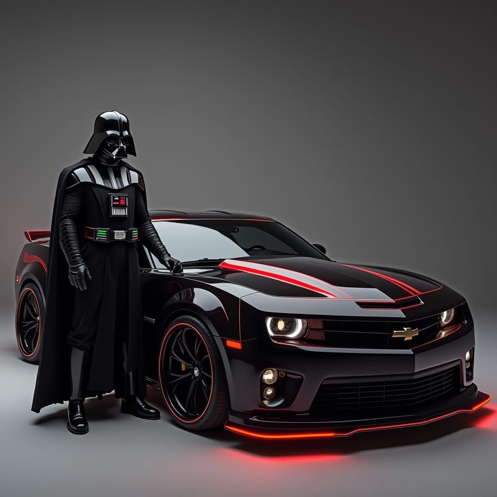 Darth Vader Inspired Futuristic Black Camaro