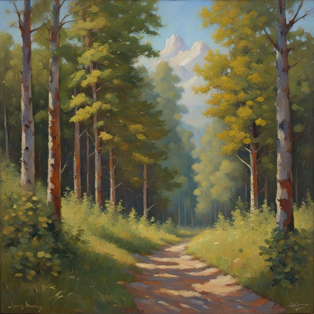 Lush Summer Forest Oil Painting