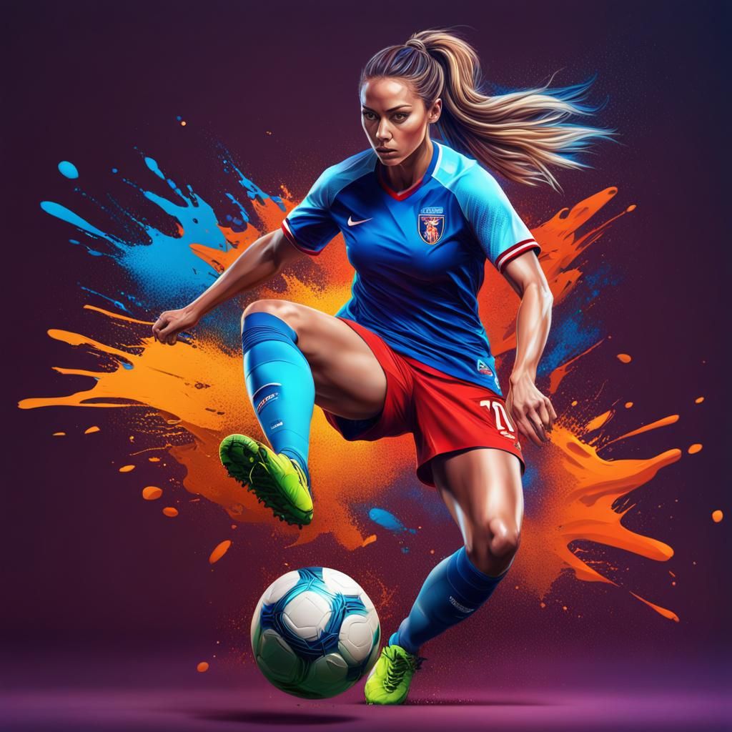 Athletic Soccer Player in Splash Art Style